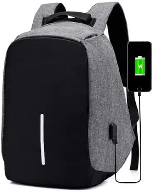 Mochila para notebook Anti Furto Roubo impermeável saída Usb tablet Laptop escolar Cinza