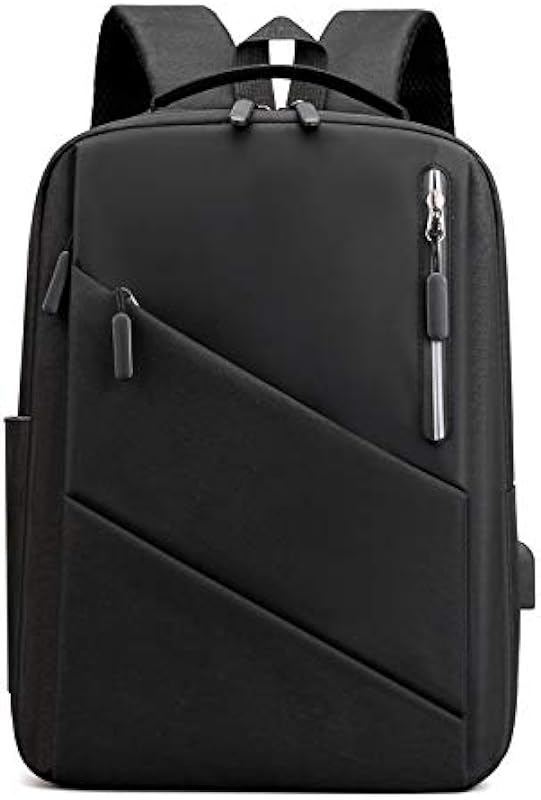 Tempaty Mochila recarregável usb, mochila de negócios masculina de grande capacidade, mochila à prova d’água, geração personalizada, preta, 15,6 polegadas