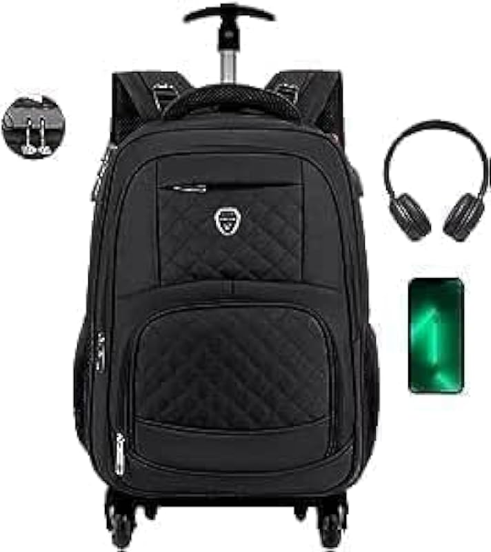 Mochila de Rodinhas carrinho com Anti-furto cadeado Masculina Feminina Reforçada Escola Trabalho