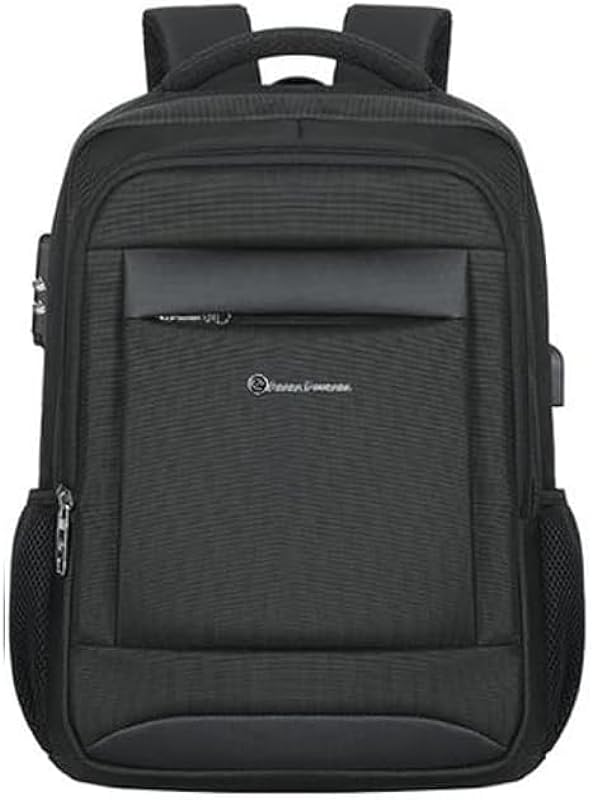 Mochila escolar Executiva com cabo de aço Preta impermeável com 5 compatimentes