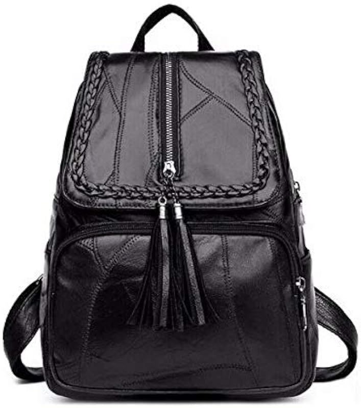 Mochila Feminina em Couro Sintético Bolsa Feminina Em Couro Sintético Detalhe Trançado para Passeios e Viagens Casual e Elegante