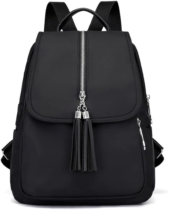 Tassel Zipper Backpack Mochila Feminina Mochila Mochila Preta Moda