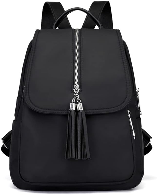 Mochila fashion bolsas de compras de férias bolsa de ombro para mulheres antirroubo à prova d’água mochila casual com borla decorativa multibolsos preta