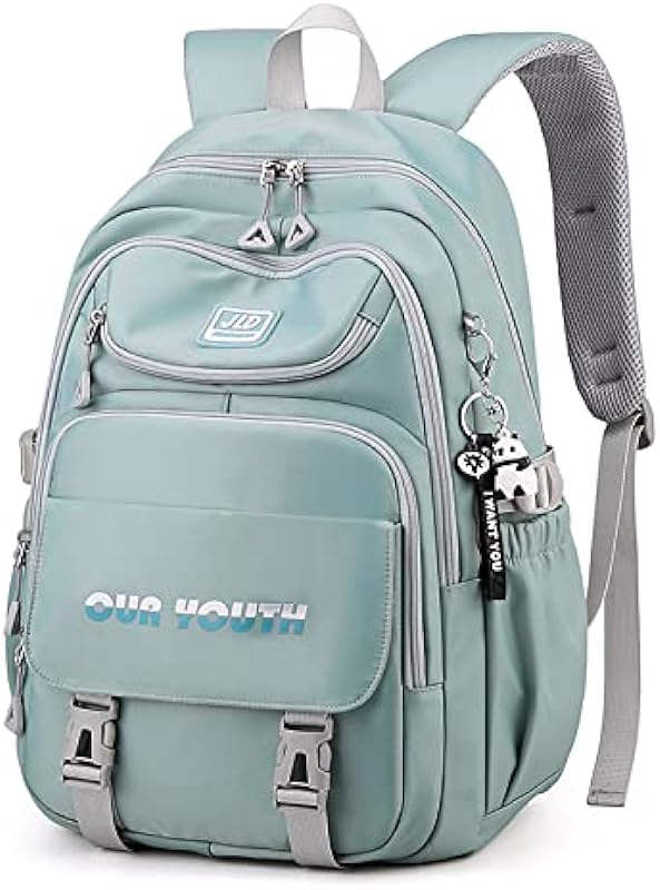 Mochila Impermeável Feminina Escolar Fashion,Mochilas Para Notebook, Ornamento Panda de cortesia, Azul