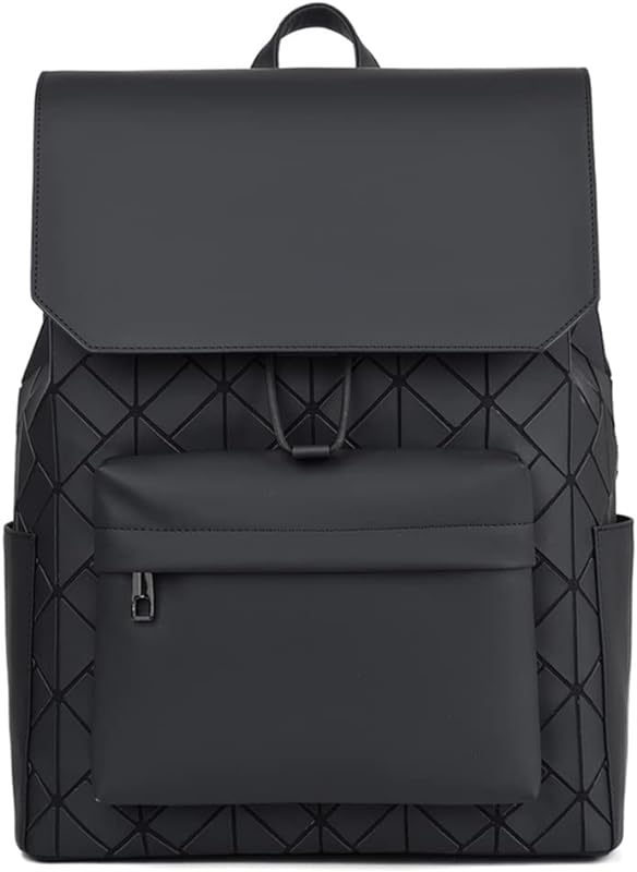 Mochila para laptop treliçada de diamante preto de 15,6 polegadas