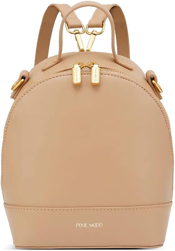 CORA Ziparound Mochila pequena conversível de couro vegano reciclado, Bege areia, Small CORA Ziparound Mochila pequena conversível de couro vegano reciclado, Bege areia, Small