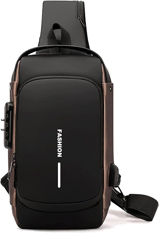 Mufern Bolsa tiracolo antifurto, mochila de peito com carregamento USB, mochila de ombro para homens e mulheres