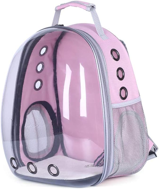 Mochila pet visão panorâmico astronauta color dog cat Rosa