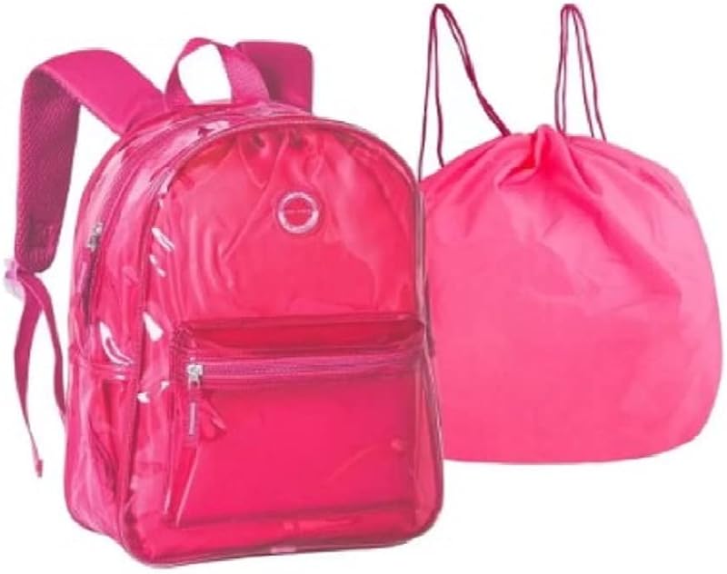 Mochila De Costa C/Bolsa Removível Neon Rosa 17″ -Clio Style
