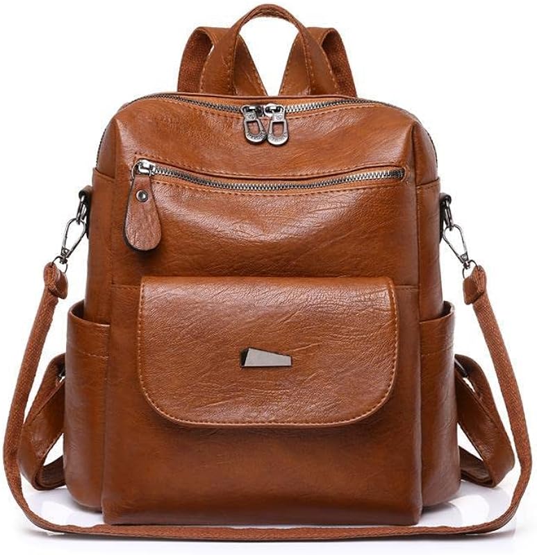 Mochila feminina bolsa de couro PU, mochila de couro PU moda durável viagem trabalho mochila bolsa de livros faculdade