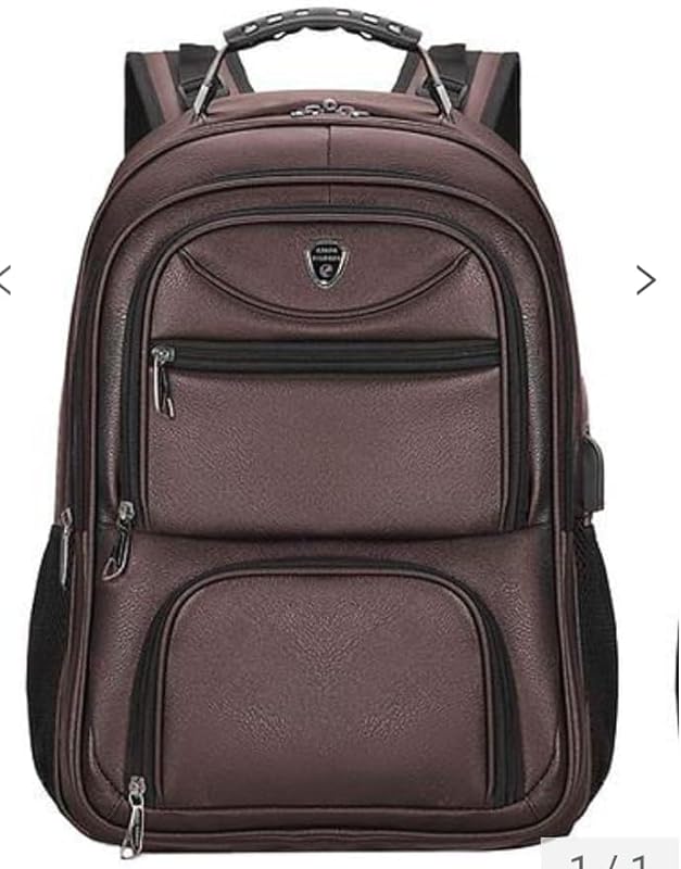 Mochila Masculina, Feminina, Grande, Notebook, Escolar, trabalho, FF, Entrada USB, Marrom