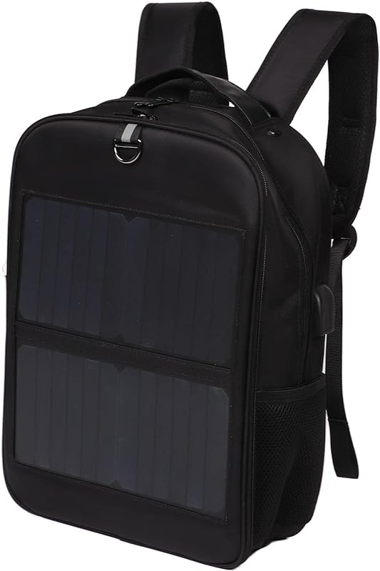 Mochila solar de 14 W, mochila de energia de painel solar à prova d’água com alça e porta de carregamento USB, bolsa ergonômica multifuncional para laptop, mochila para caminhada,