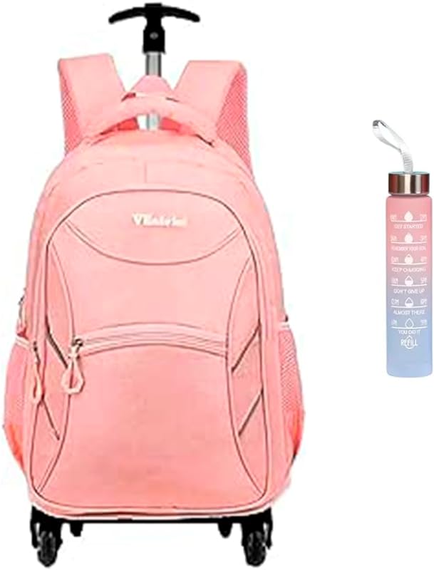 Carrinho Mochila rosa rodinhas Impermeável Feminina criança juvenil, Mochilas Para Notebook ate 15,6″, reforçada e impermeável