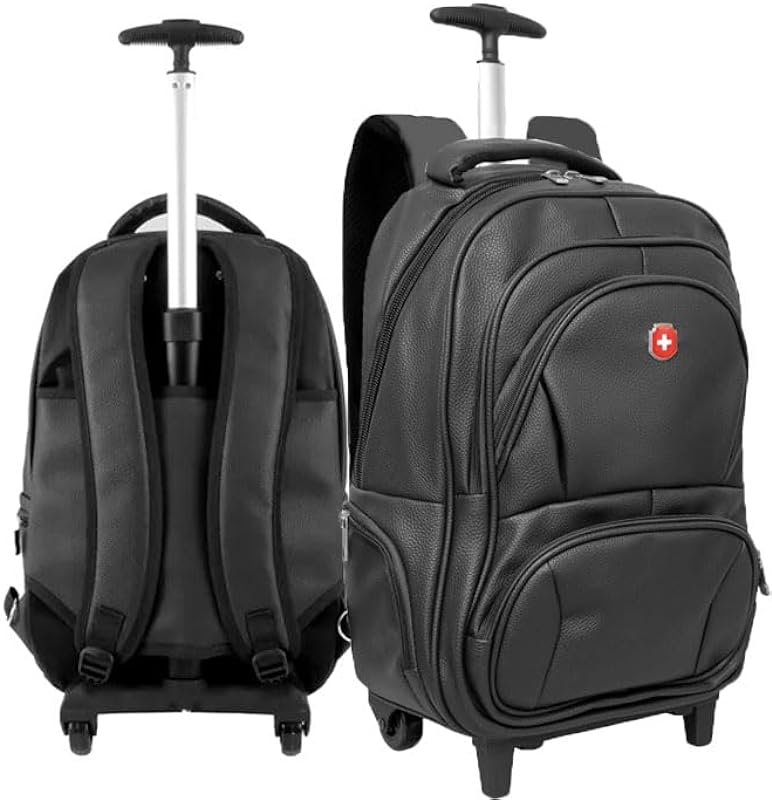 Mochila Reforçada Executiva Escola Trabalho Viagens Masculino e Feminino Rodinha Poliéster Impermeável Notebook 15P Bordo Grande Faculdade Unissex Swissland Yins