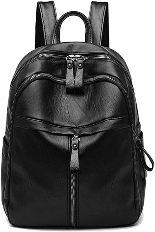 Mochila feminina retrô genérica de couro PU cor sólida para viagem mochila feminina estudante