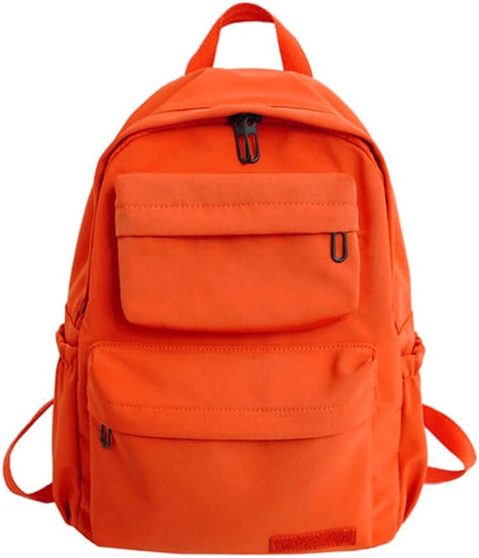 Moniss Mochilas escolares de temporada escolar para mulheres estilo coreano para estudantes do ensino médio e universitários mochila de computador de grande dade com vários bolsos decorativos, laranja