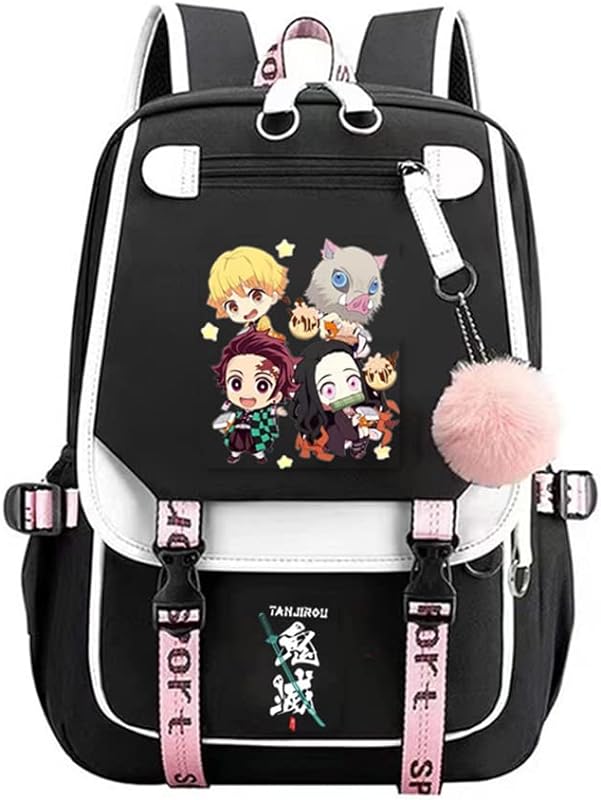 WZCSLM Mochila para laptop cosplay anime com porta de carregamento USB, bolsa de livros para faculdade e ensino médio para mulheres e homens
