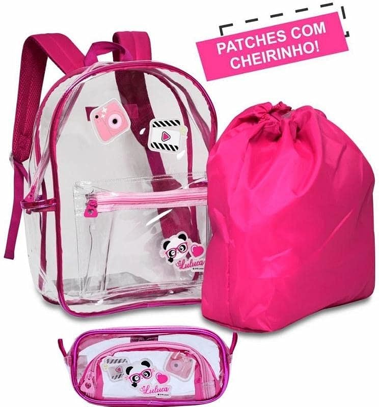 Mochila Costa Luluca Transparente C/Sacola Preta