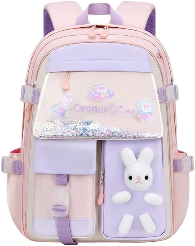 Mochila escolar infantil Kawaii impermeável de grande capacidade