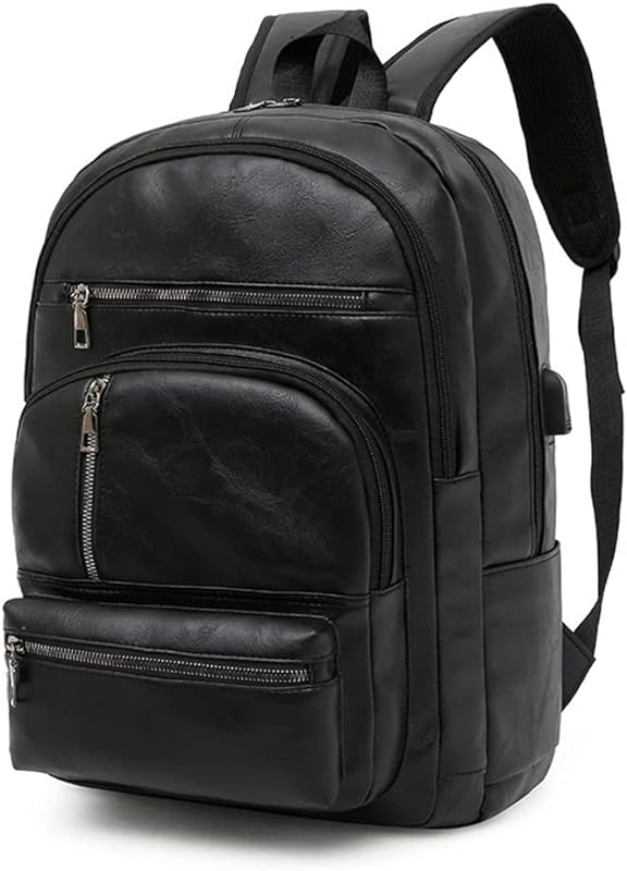 Mochila casual de couro pu europeu e americano estilo universitário mochila de viagem unissex