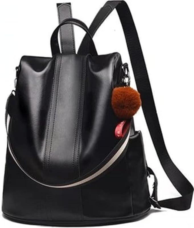 Mochila de couro oleado feminina pu mochila de couro macio anti-roubo bolsa multiuso