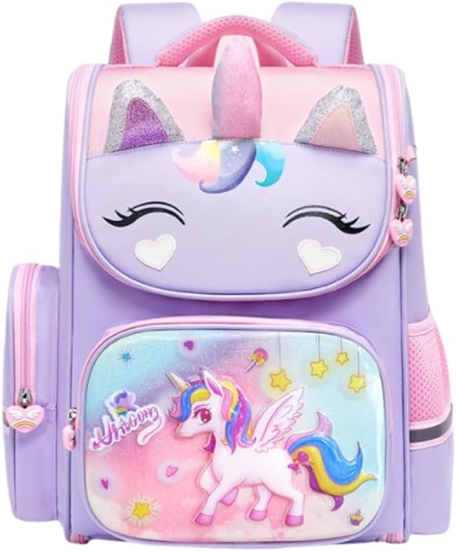 Mochila Escolar infantil para meninas unicórnio À Prova D’água Grande Capacidade