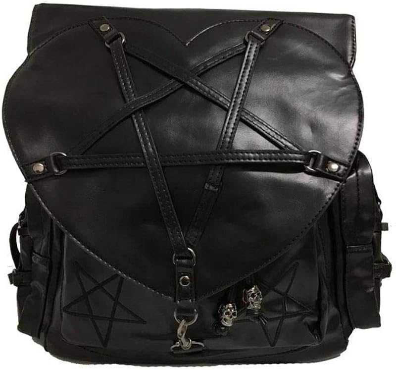 Jamie Heart Mochila Gótica Pentagrama Tecido, Preto, One Size Jamie Heart Mochila Gótica Pentagrama Tecido, Preto, One Size