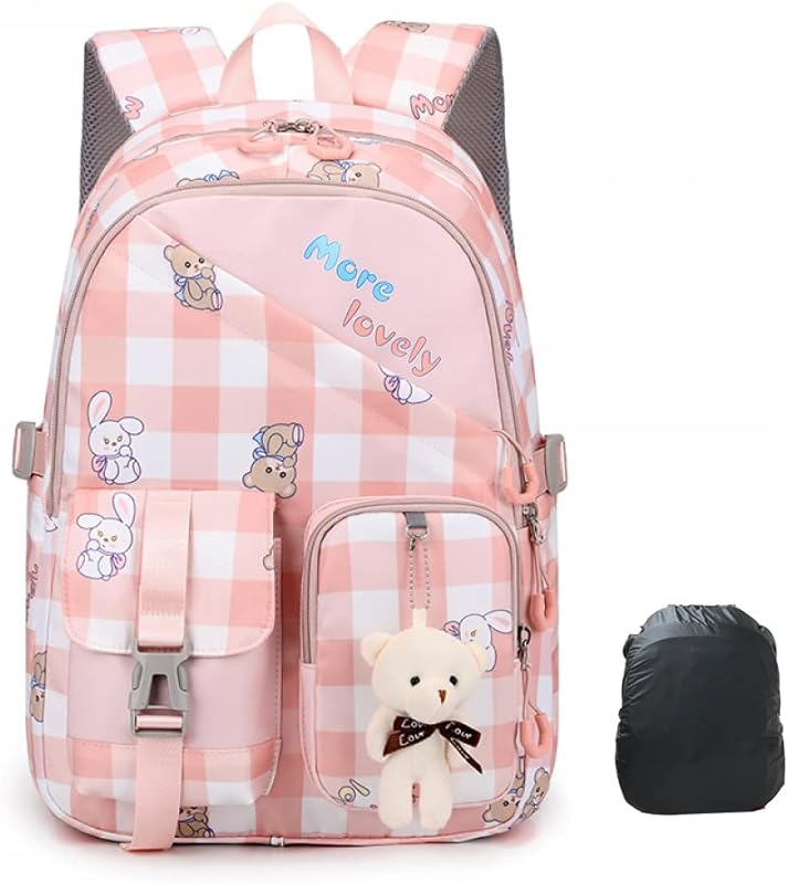 Mochila Impermeável Infantil unissex Escolar Fashion,Mochilas Para Notebook 2022 novo estilo, Compartimentos múltiplos, de grande capacidade,Ornamento Ursinho de cortesia,Escudo de chuva livre