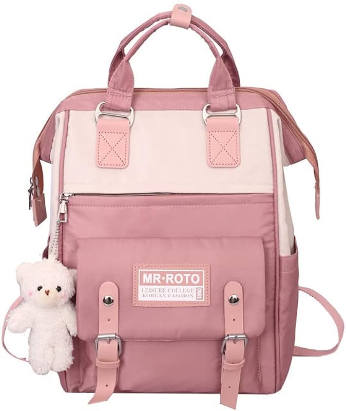 Mochila Impermeável Feminina Escolar Fashion,Mochilas Para Notebook, Ornamento ursinho de cortesia