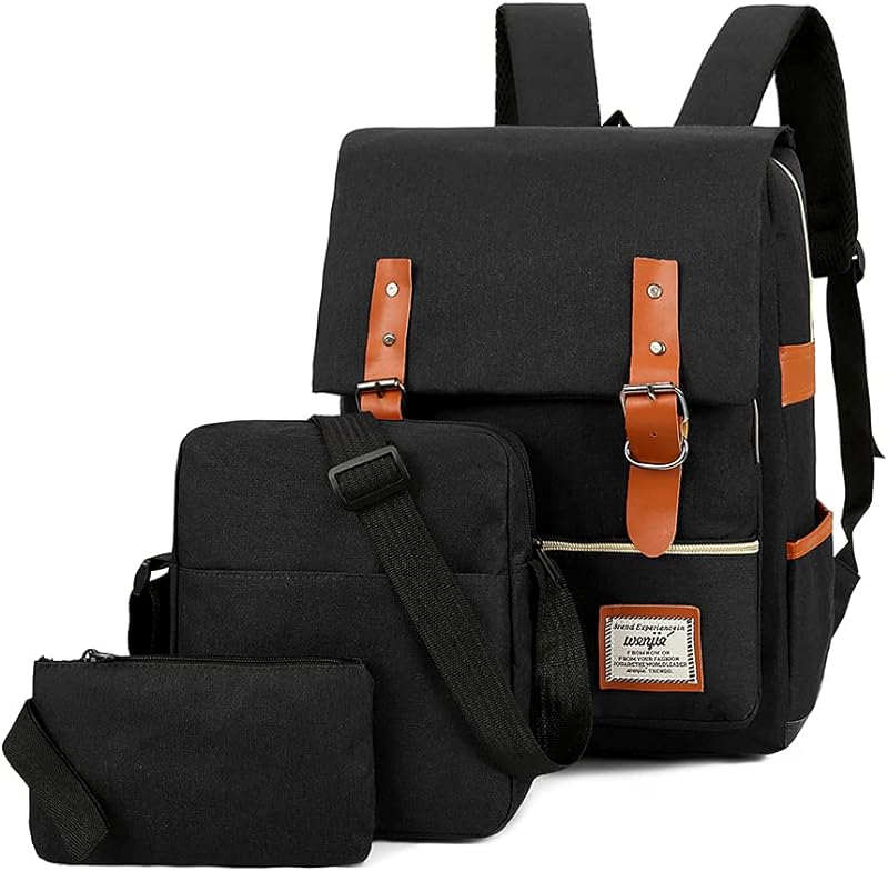 mingzhe Mochila para computador de grande capacidade, bolsa de negócios de moda ao ar livre, conjunto de bolsa de viagem de lazer com porta USB externa preta
