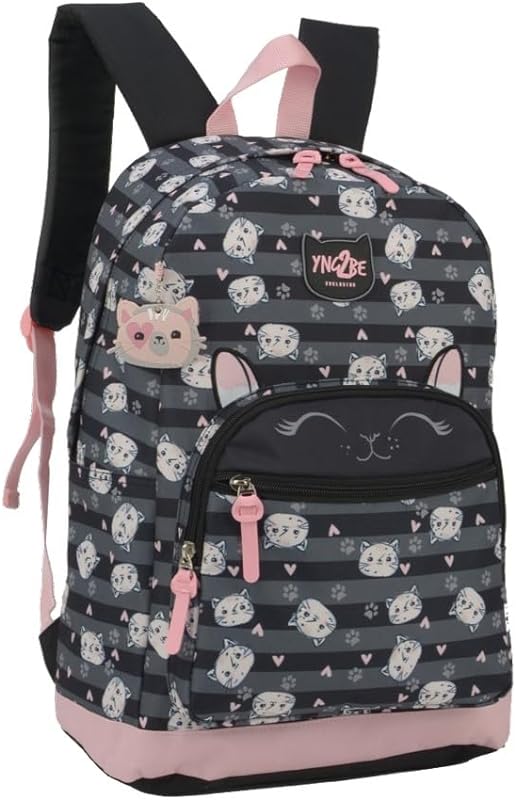 Mochila Feminina Preta Gatinhos YNG2BE by Luxcel Ref.46474