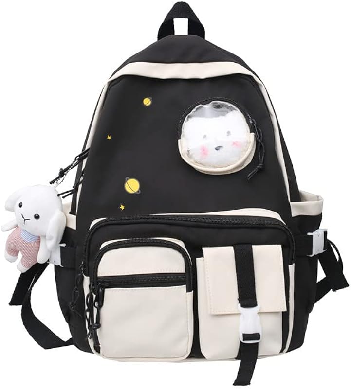 Mochila kawaii de grande capacidade para estudantes do ensino médio mochila colorida contrastante
