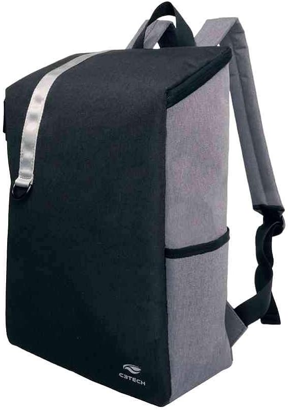 Mochila para Notebook C3Tech 15.6′ Jakarta Contém Bolso Lateral com Zíper Horizontal Confeccionada em Nylon Cinza – MC-01GY