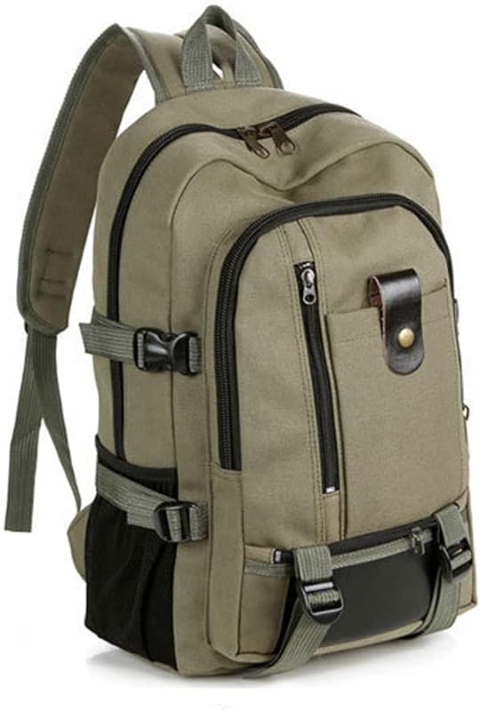 Mochila, KKcare Mochila portátil para homens, mochila de viagem de lona, bolsa de armazenamento de grande dade, mochila escolar para acampamento, caminhada, ciclismo, escola de negócios