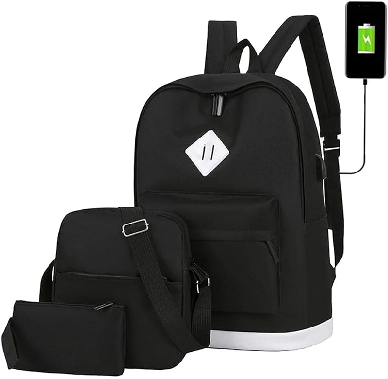 Conjunto de mochila de três peças para campus, mochila casual, mochila vintage de alta capacidade, mochila estudante para crianças
