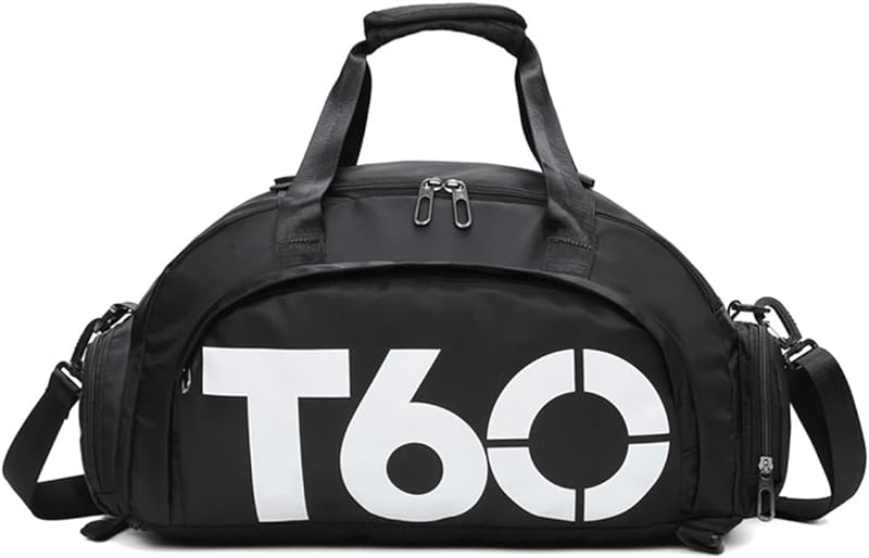 Bolsa para Academia T60, Mala para Viagem com Alça de Mochila ou Alça de Ombro, Bolsa Fitness – Linha Premium Occhioro (Preta)