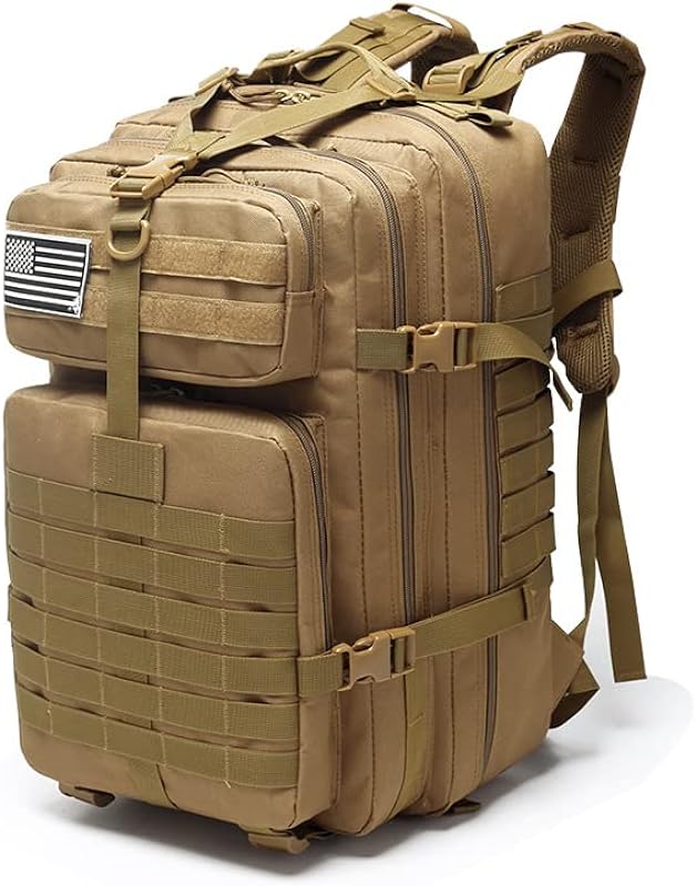 Mochila Tática Militar Backpack Unissex Com Patch 50 Litros (Caqui)