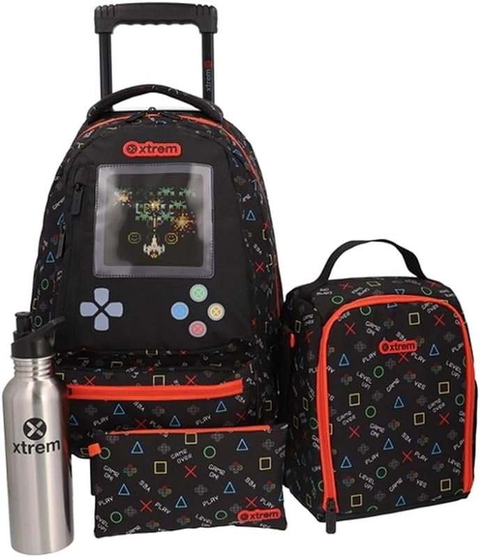 MOCHILA ESCOLAR XTREM RUN PACK 4 PÇ VÍDEO PRETA