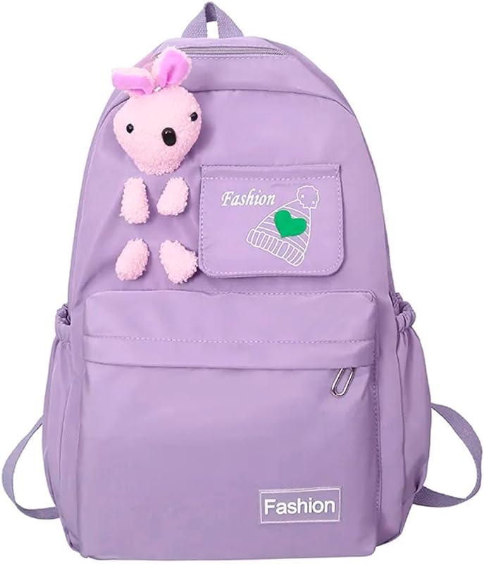 Mochila Bolsa Fofa Feminina Kawaii Estudante Escolar Faculdade Viagem Trabalho Treino Fashion Jovem Impermeável Linda Urso Ursinho Estampada