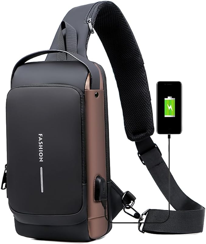 Jethrora crossbody sling mochila anti-roubo ombro peito saco casual caminhadas daypack à prova dwaterproof água com porta de carregamento usb para homens
