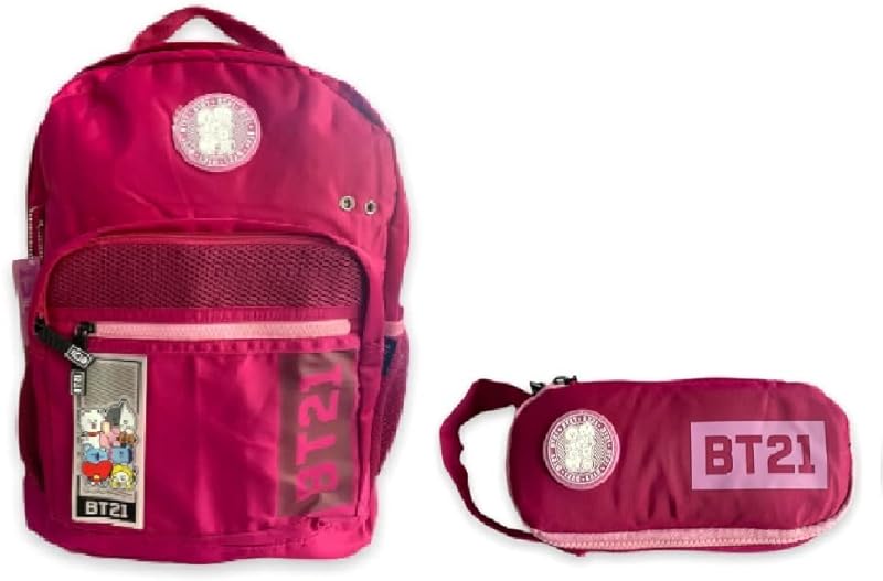 Kit Mochila De Costa e Estojo Oficial BT21 Vinho