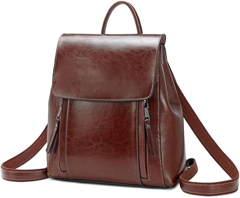 Bolsa feminina de couro genuíno moda mochila de couro de cera de óleo mochila feminina high-end