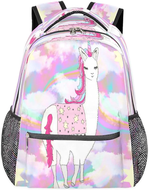 Mochila de lhama de unicórnio para mulheres e homens, mochila de viagem para laptop, à prova d’água, mochila diária com vários bolsos, mochila casual para escola, acampamento, caminhada, trabalho, Multicor, Medium, Mochilas Daypack