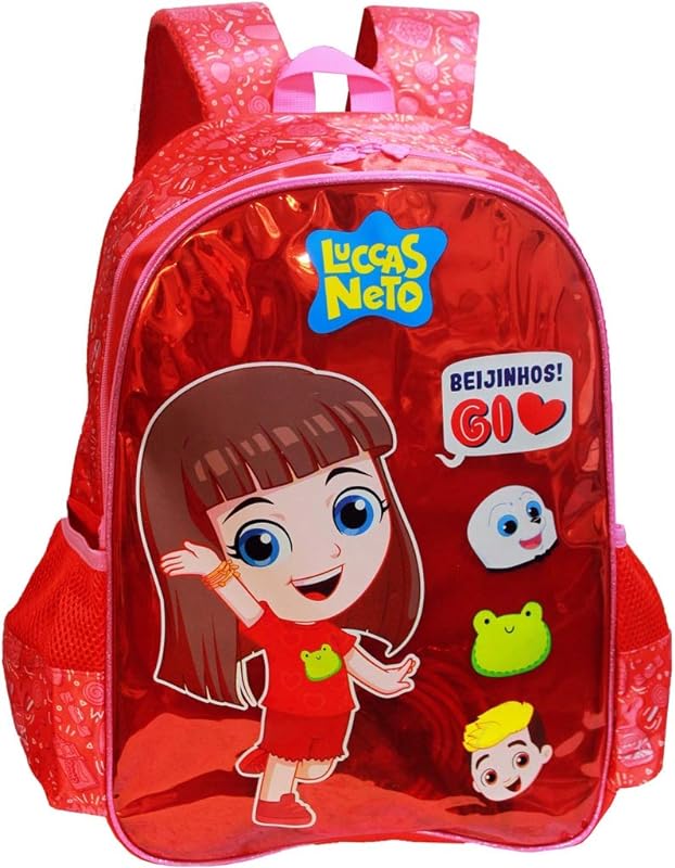 Mochila Escolar Infantil Menina Gi Luccas Neto Costas Holográfica Bolsa Reforçada
