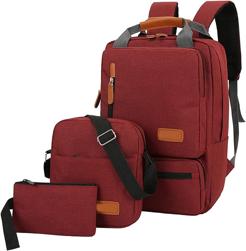 Snario 3 peças conjunto de mochila feminina masculina portátil mochila bolsa de ombro pequeno bolso para viagem escola trabalho de negócios faculdade cabe até 14,5 polegadas