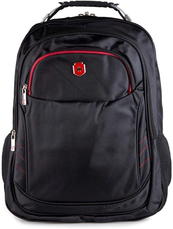 Mochila Para Notebook Executiva Swissland Sl04004 Poliester Com Cabo de Aço 18″ Preto com Vermelho