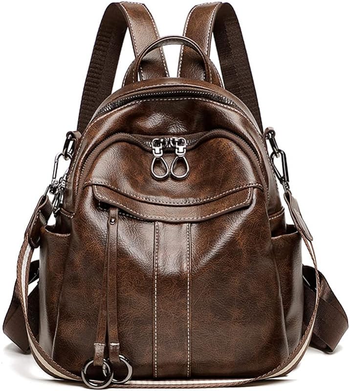 Mochila feminina mini mochila bolsa de viagem de lazer retro bolsa de couro de cera de óleo moda anti-roubo