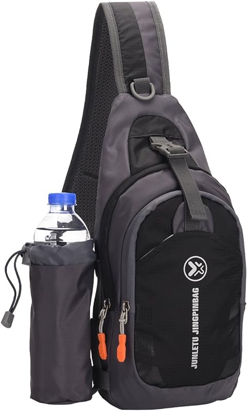 Mochila de uma alça à prova d’água, bolsa tiracolo com suporte removível para garrafa de água (rosa vermelho)