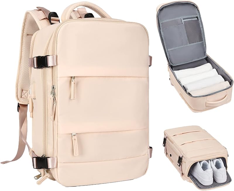 Mochila casual de viagem, Bege