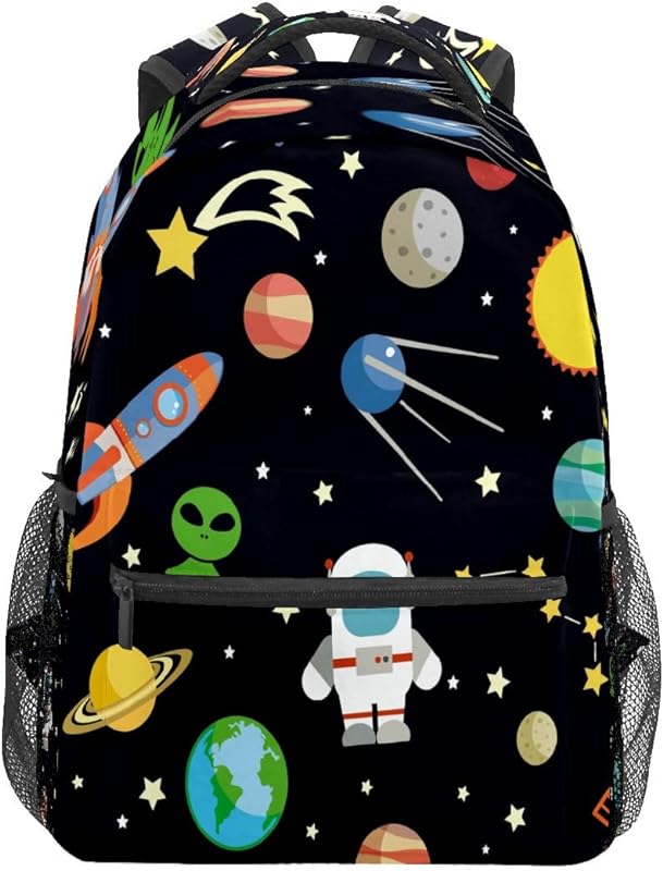 Mochila escolar para meninas meninos astronomia planeta foguete estrela OVNI estudante bolsa de ombro para livro menino menina leve durável bolsas para faculdade do ensino fundamental